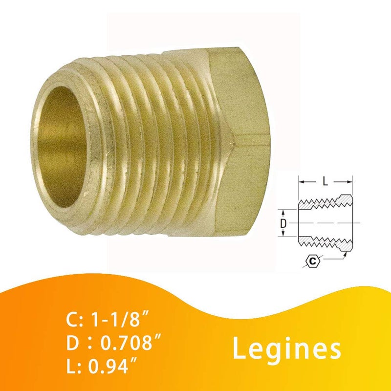 Legines Brass Pipe Fitting Hex Bushing 3/4" NPT Male x 3/8" NPT Female Adapter 1200psi (Pack of 2) - Image 4